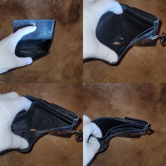 Gucci G Squared Logo Black Pebbled Leather Silver Clasp French Compact Wallet - Picture 6 of 16